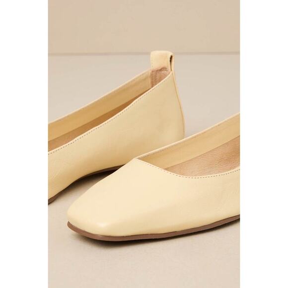 Intentionally Blank Image Eggnog Leather Square-Toe Ballet Flats - Picture 4 of 5